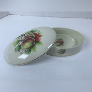 Vtg Formalities By Baum Brothers Hand painted Trinket Box Fruit Apples (VC193)